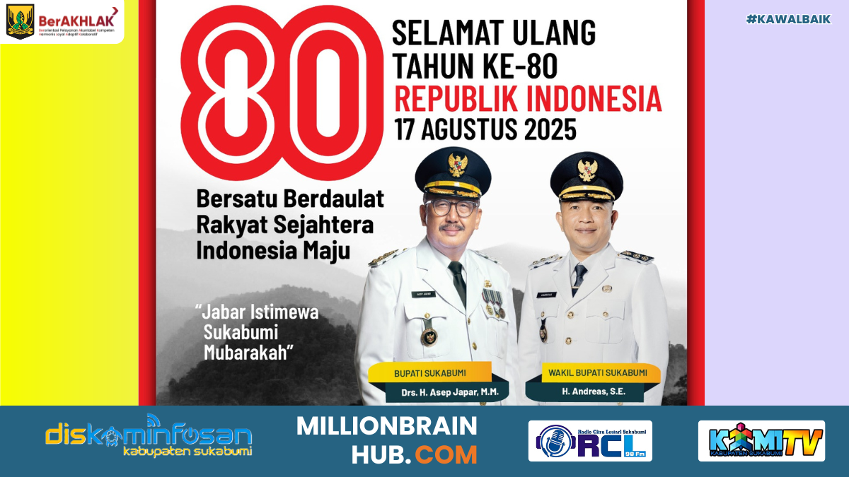 Ucapan Selamat Bupati dan Wakil Bupati Sukabumi, Asep Japar dan Andreas. Ulang Tahun ke-80 RI