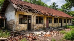 Ilustrasi bangunan sekolah rusak