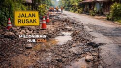 Ilustrasi jalan rusak.