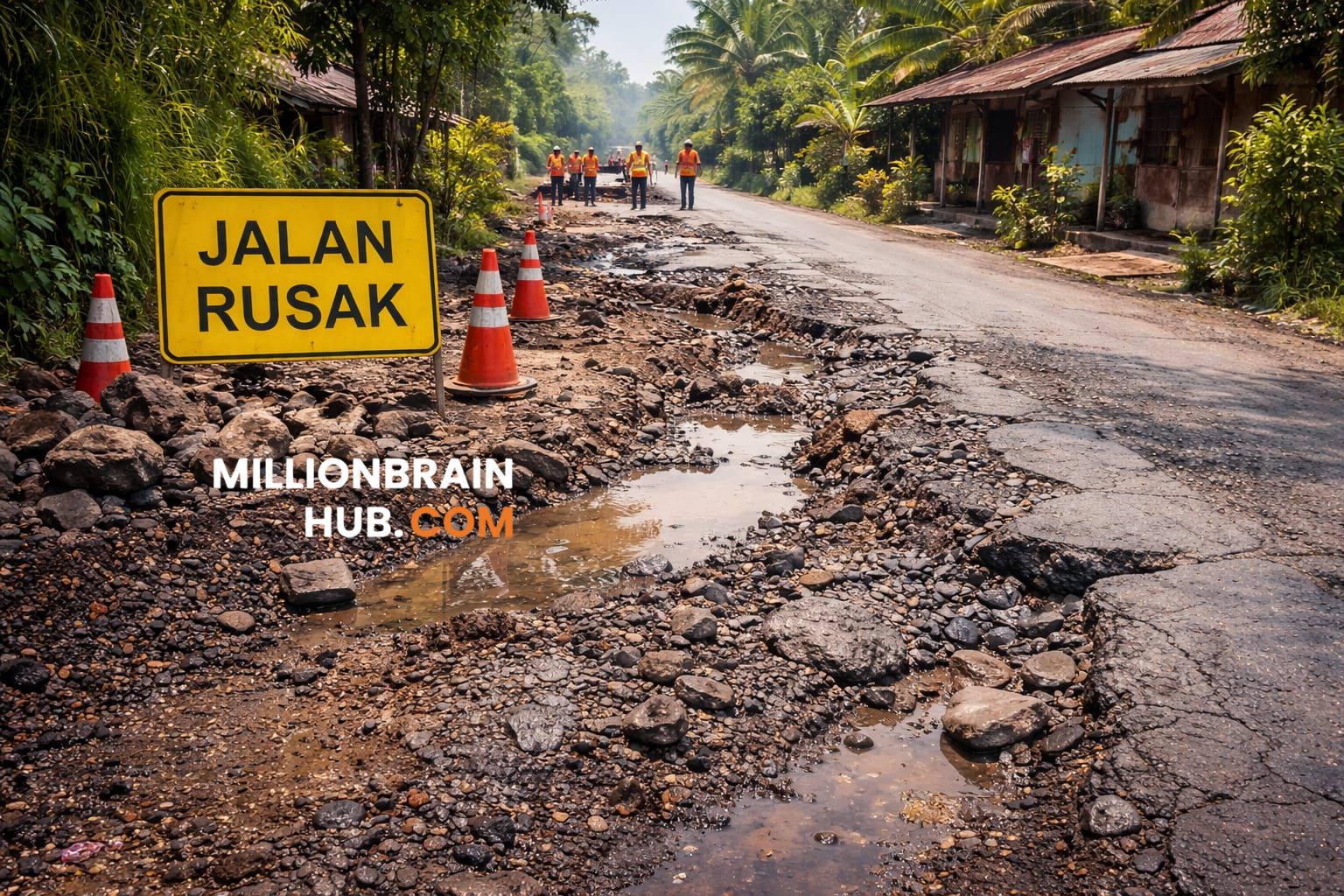 Ilustrasi jalan rusak.