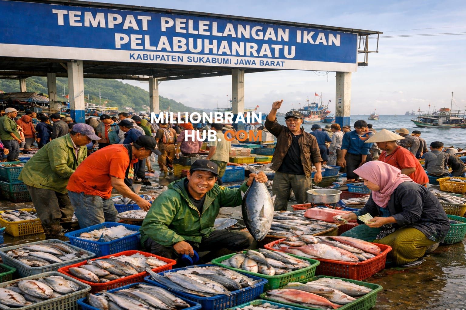 Ilustrasi tempat pelelangan ikan di Palabuhanratu