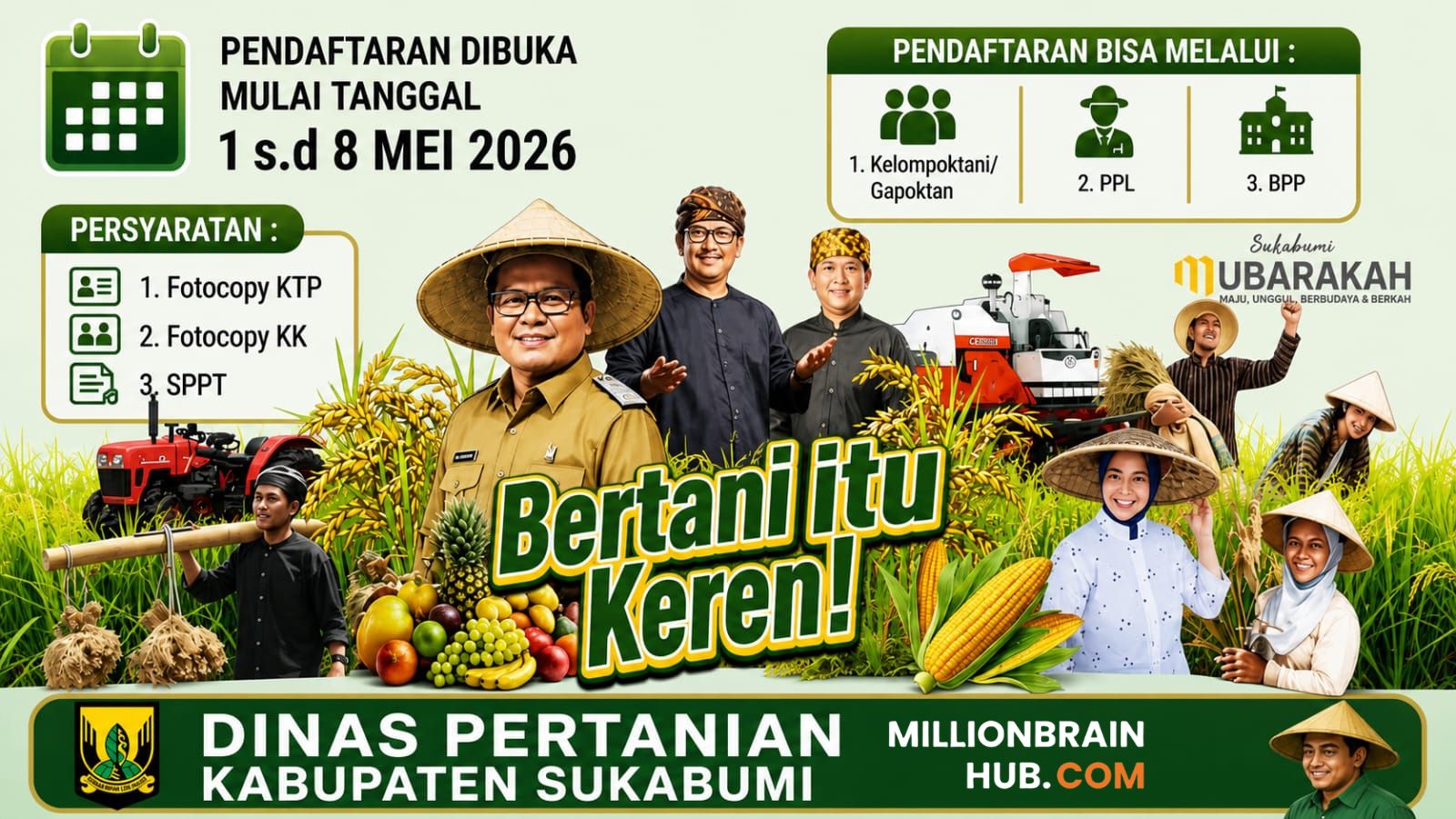 Dinas Pertanian Kabupaten Sukabumi mengumumkan pemutakhiran data Elektronik Rencana Definitif Kebutuhan Kelompok (e-RDKK) guna memastikan ketersediaan pupuk bersubsidi tetap aman pada tahun 2026. |Foto: Distan