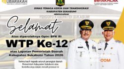 Kadisnakertrans Bangga, Kabupaten Sukabumi Pertahankan Opini WTP untuk Ke-12 Kalinya