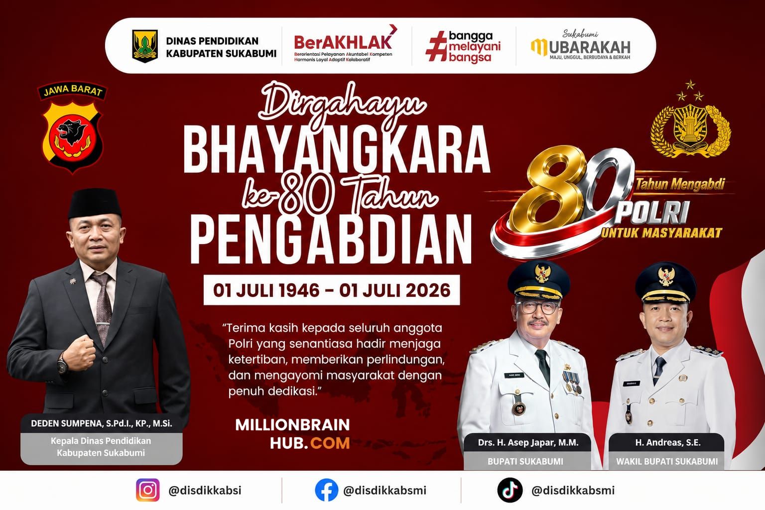 Ucapan selamat Hari Bhayangkara ke-80. |Foto: diisdik
