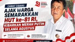 Camat Cidahu Ajak Warga Semarakkan HUT ke-81 RI, Kibarkan Merah Putih Selama Agustus
