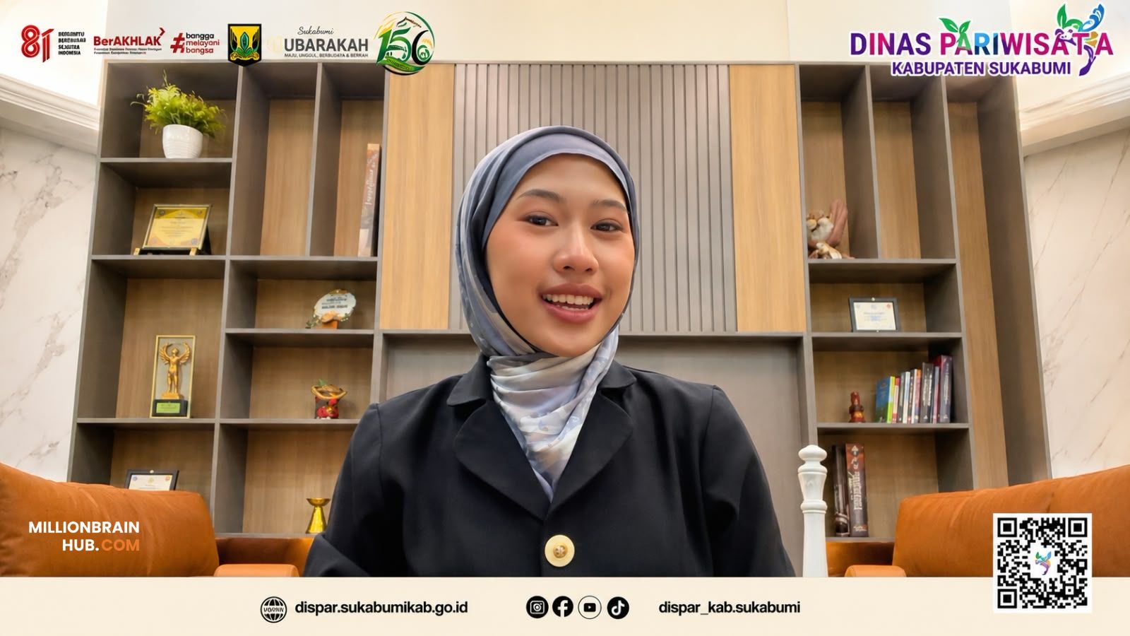 Mojang Kabupaten Sukabumi Tahun 2024, Lalitya Vinanggie Rahayu Andiri, saat menyampaikan hasil pendapatan retribusi mewakili Dinas Pariwisata Kabupaten Sukabumi. |Foto: dispar