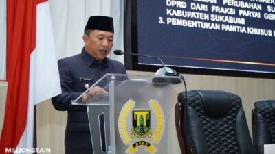 Wakil Bupati Sukabumi H. Andreas saat menyampaikan Nota Pengantar Bupati atas Raperda Perubahan APBD 2026 di Paripurna ke-17 Tahun Sidang 2026, Kamis (3/9/2026). |Foto: Ade