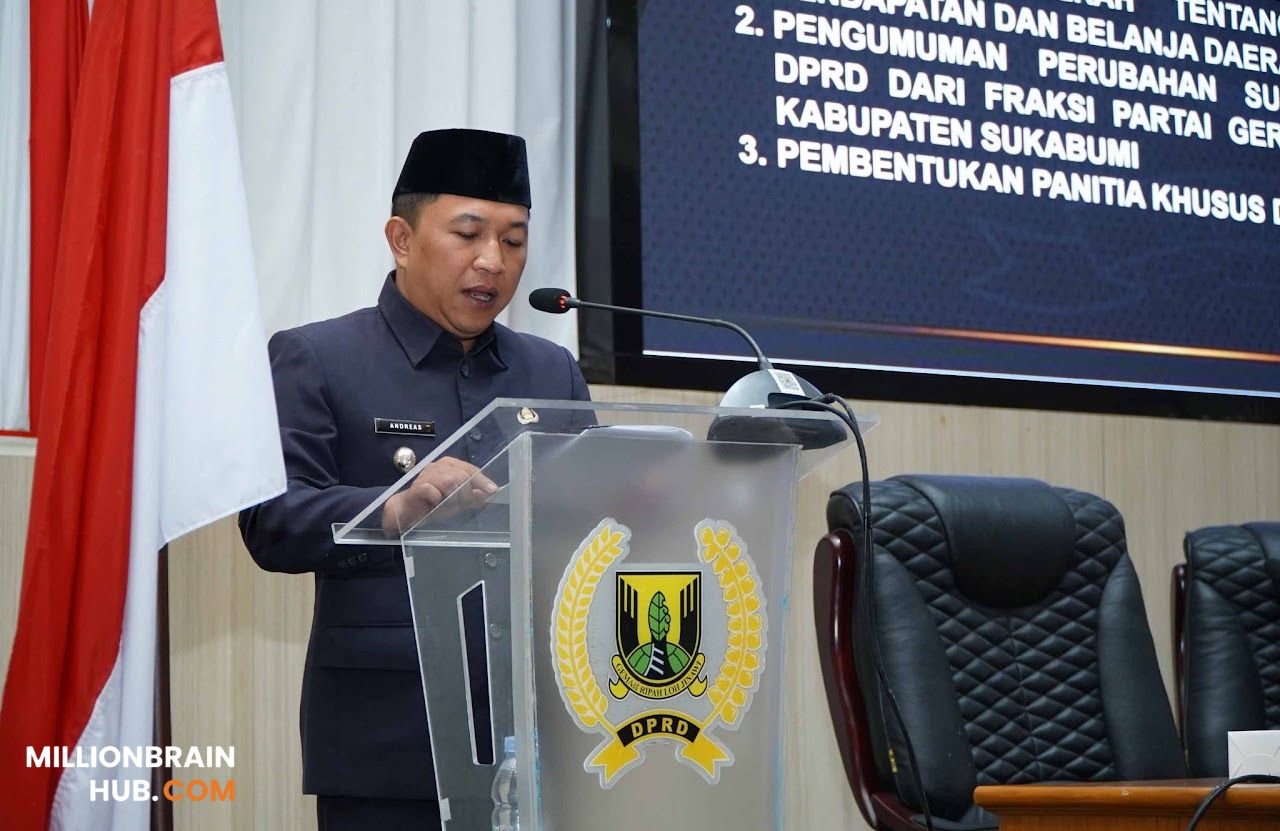 Wakil Bupati Sukabumi H. Andreas saat menyampaikan Nota Pengantar Bupati atas Raperda Perubahan APBD 2026 di Paripurna ke-17 Tahun Sidang 2026, Kamis (3/9/2026). |Foto: Ade