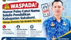 Waspada! Nomor Palsu Catut Nama Sekdis Pendidikan Kab Sukabumi, Warga Diminta Tak Mudah Percaya