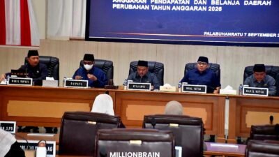 Suasana rapat paripurna di gedung DPRD Kabupaten Sukabumi, Senin (7/9/2026). |Foto: Ade