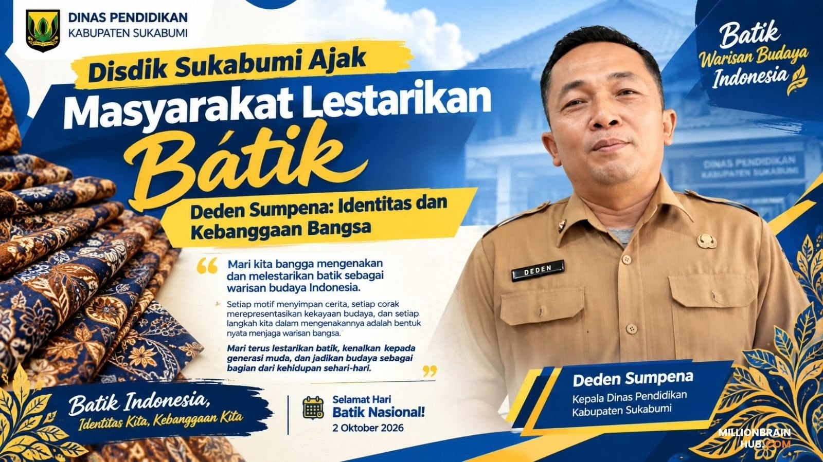 Kepala Dinas Pendidikan Kabupaten Sukabumi, Deden Sumpena. |Foto: dok